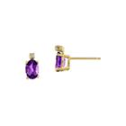 Genuine Purple Amethyst Diamond-accent 14k Yellow Gold Earrings