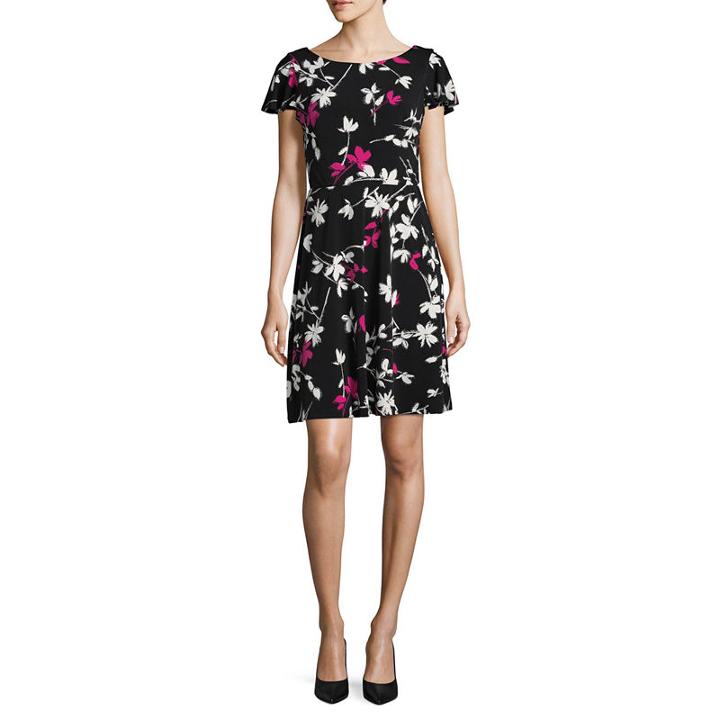 London Style Short Sleeve Shirt Dress-petites