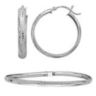 10k White Gold Polished Hoop Flex Bangle Set