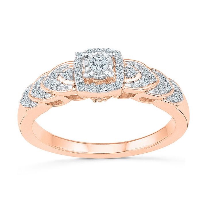 Promise My Love Womens 1/5 Ct. T.w. Genuine Round White Diamond 10k Promise Ring