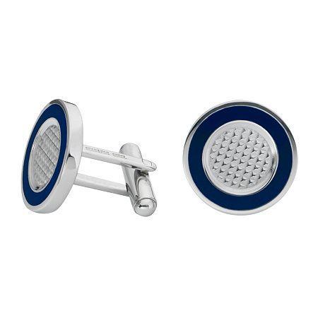 Round Stainless Steel Cuff Links With Enamel Border