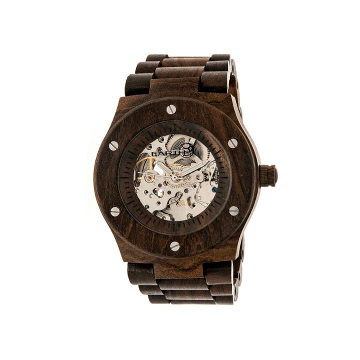 Earth Wood Grand Mesa Automatic Dark Brown Bracelet Watch Ethew3102