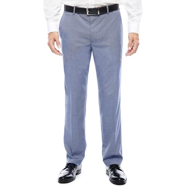 Men's Jf J. Ferrar Blue Pattern Flat-front Slim-fit Suit Pants