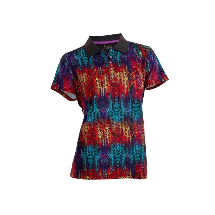 Birdie Short Sleeve Short Sleeve Abstract Knit Polo Shirt