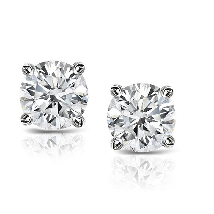 1 Ct. T.w. White Diamond 4.9mm Round Stud Earrings