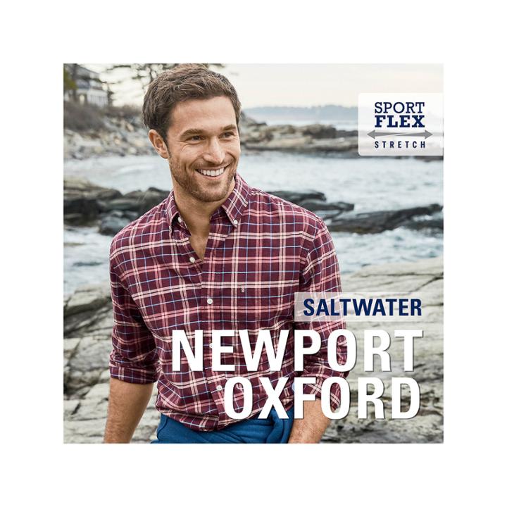 Izod Ls Saltwater Oxford Plaid Woven Long Sleeve Plaid Button-front Shirt-big And Tall