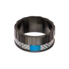 Mens Black And Blue Stainless Steel And Carbon Fiber Wedding Band