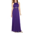 Decode Sleeveless Beaded Halter Evening Gown
