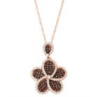 Womens 7/8 Ct. T.w. Brown Cubic Zirconia 14k Rose Gold Over Silver Round Pendant Necklace