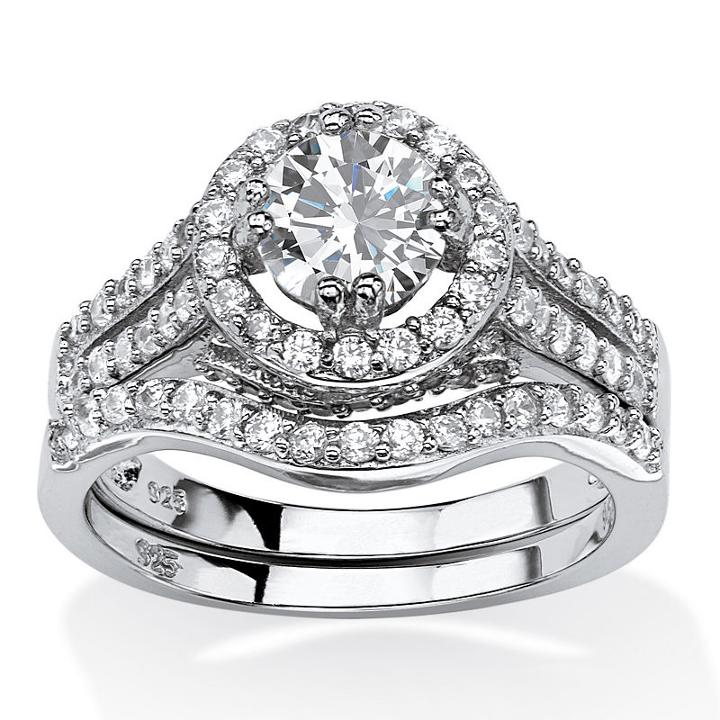 Diamonart Womens 1 5/8 Ct. T.w. White Cubic Zirconia Bridal Set