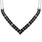 Womens Diamond Accent Genuine Black Sapphire Chevron Necklaces