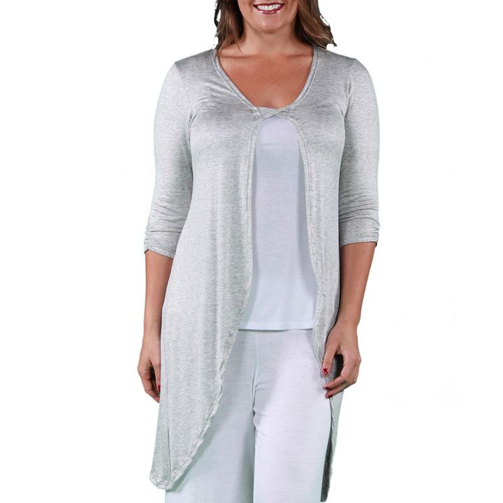 24/7 Comfort Apparel Sleeveless Long Shrug Cardigan-plus