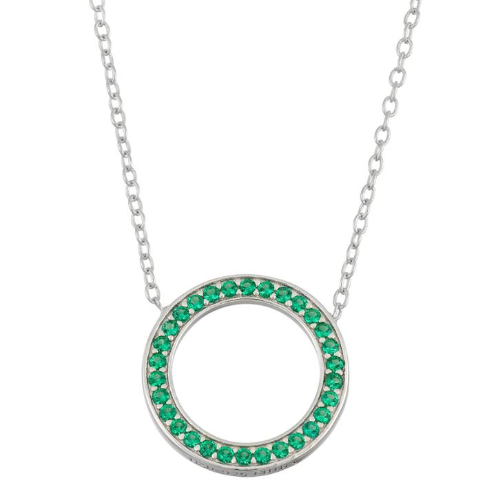 Simulated Emerald Sterling Silver Circle Necklace