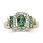 1/7 Ct. T.w. Diamond & Genuine Emerald 10k Gold Ring