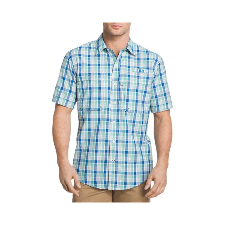 Izod Saltwater Surfcaster Short Sleeve Plaid Button-front Shirt