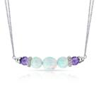 White Opal Sterling Silver Beaded Necklace