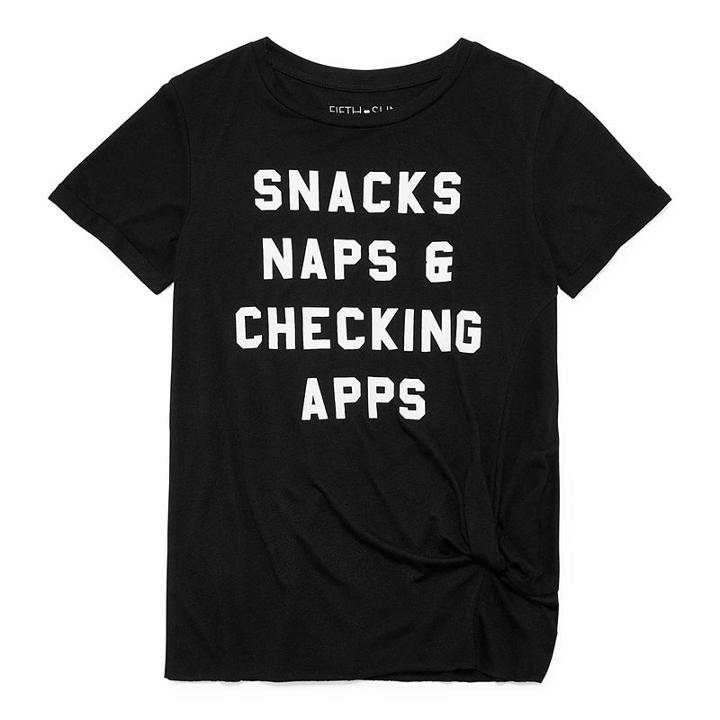Snacks, Naps & Apps Knot Tee - Juniors Plu