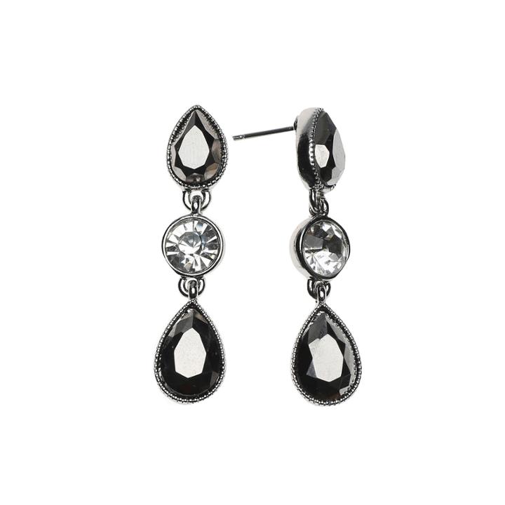 Liz Claiborne Silver-tone Glass Stone Linear Drop Earrings