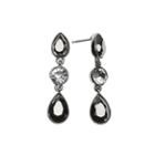 Liz Claiborne Silver-tone Glass Stone Linear Drop Earrings