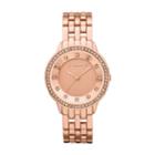 Liz Claiborne Womens Rose-tone Watch With Crystals