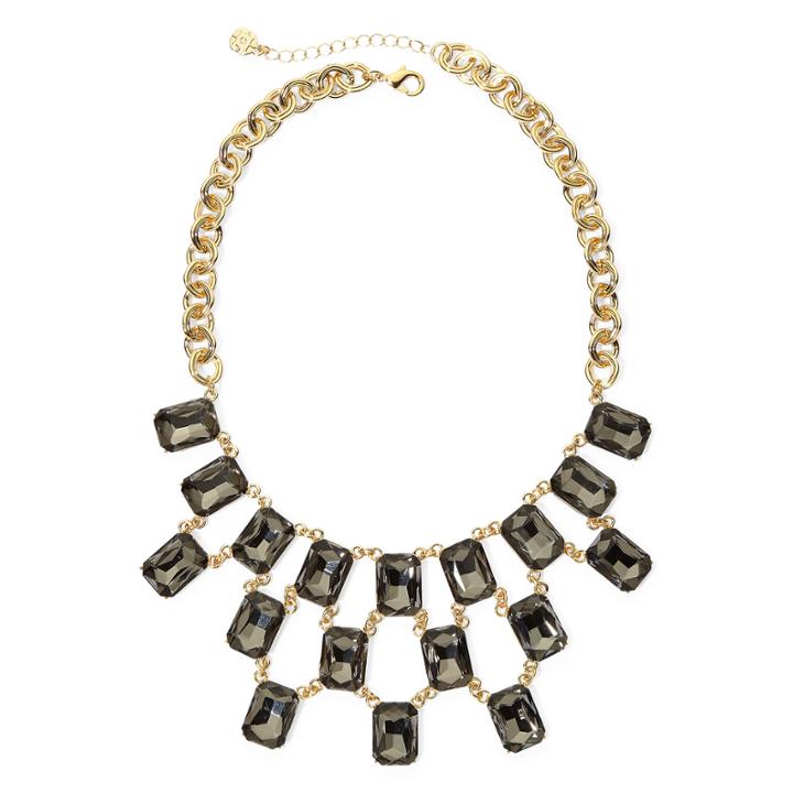Monet Gray Crystal Gold-tone Statement Necklace