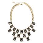 Monet Gray Crystal Gold-tone Statement Necklace