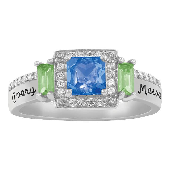 Artcarved Personalized Womens Simulated Multi Color Multi Stone 10k Gold Cocktail Ring