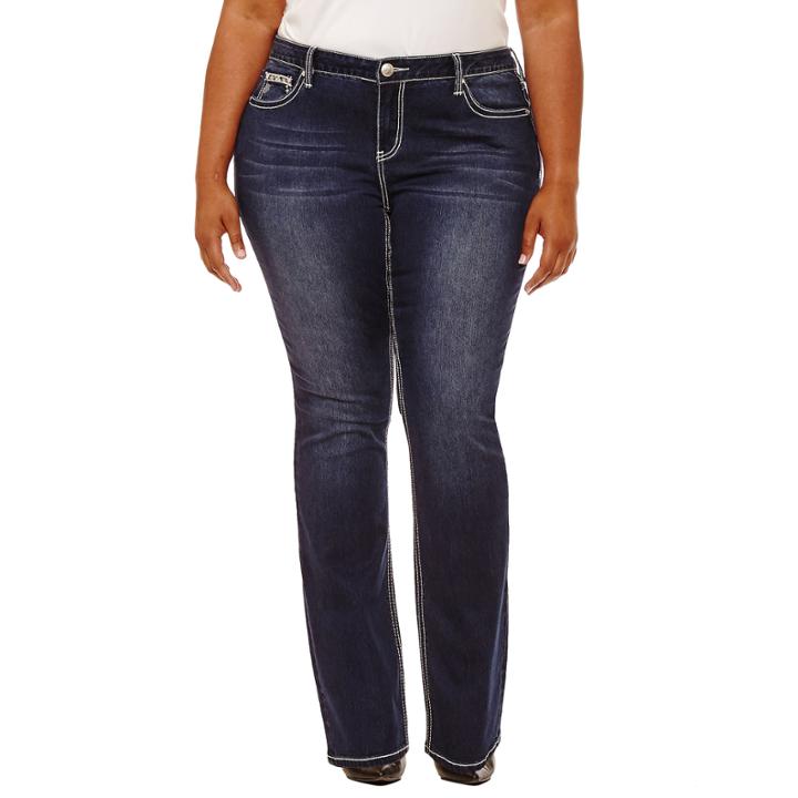 Boutique + 27 Embellished Pocket Bootcut Jeans-plus