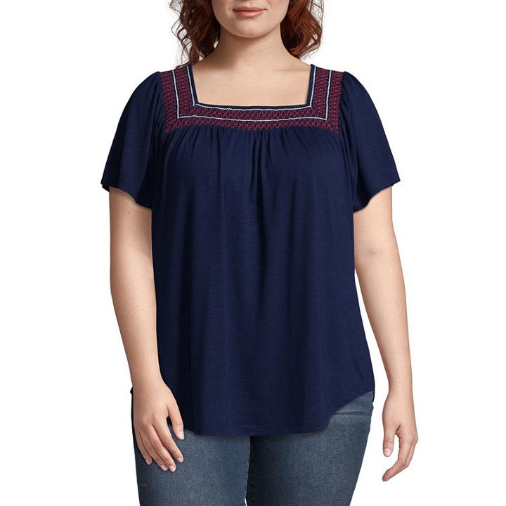St. John's Baysmocked Square Neck Top - Plus