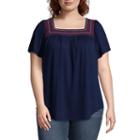 St. John's Baysmocked Square Neck Top - Plus
