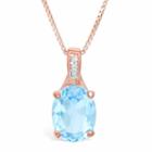 Womens Diamond Accent Genuine Blue Blue Topaz 14k Gold Over Silver Pendant Necklace
