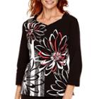 Alfred Dunner Port Antonio 3/4-sleeve Printed Top