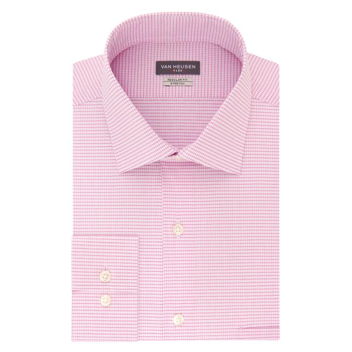Van Heusen Flex Collar Big And Tall Long Sleeve Twill Pattern Dress Shirt