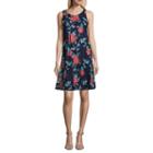 Robbie Bee Sleeveless Embroidered Floral A-line Dress-petites