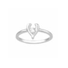 Womens Diamond Accent Sterling Silver Wishbone Ring