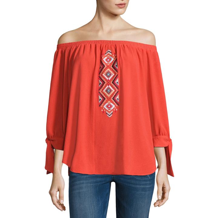 Heart N Soul 3/4 Sleeve Georgette Blouse-juniors Plus