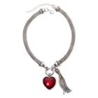 Aris By Treska Red Stone Heart Drop Tassel Necklace
