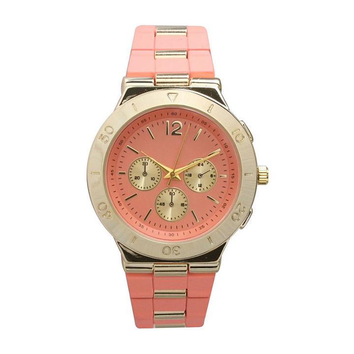 Olivia Pratt Unisex Pink Strap Watch-15098coral