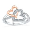 Womens 1/6 Ct. T.w. Genuine Diamond White 10k Gold Over Silver Heart Cocktail Ring