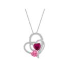 Lab-created Ruby & Pink & White Sapphire Sterling Silver Interlocking Heart Pendant Necklace