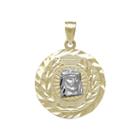 Tesoro&trade; 14k Two-tone Gold Diamond-cut Christ Head Medallion Pendant