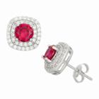 Simulated Ruby Sterling Silver Earrings