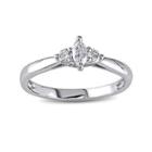 1/4 Ct. T.w. Diamond 14k White Gold 3-stone Marquise Bridal Ring