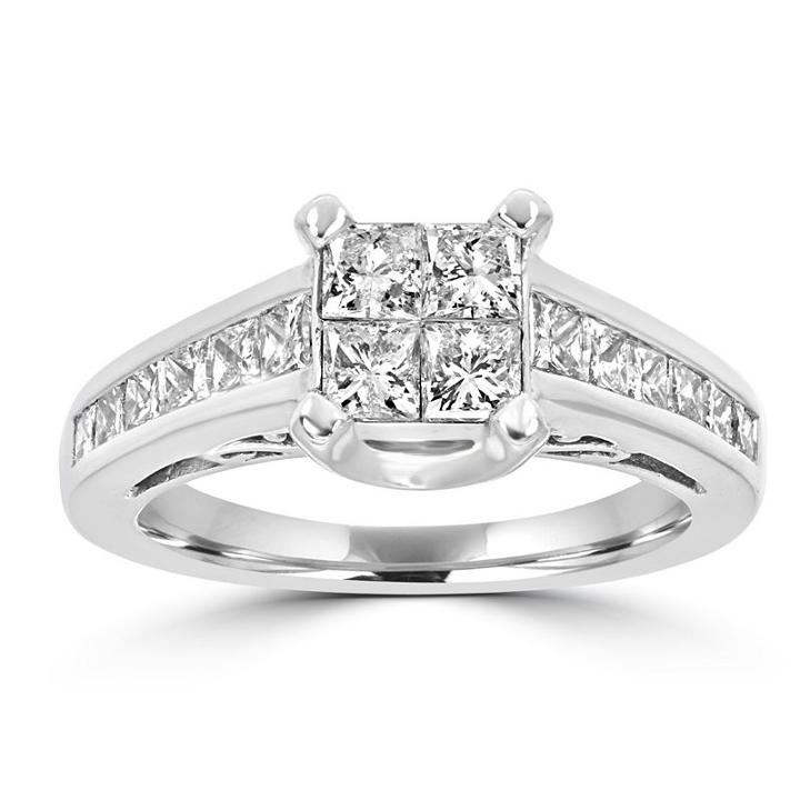 Womens 1 1/2 Ct. T.w. Princess White Diamond 14k Gold Engagement Ring