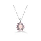 Womens Simulated Pink Opal Sterling Silver Pendant Necklace