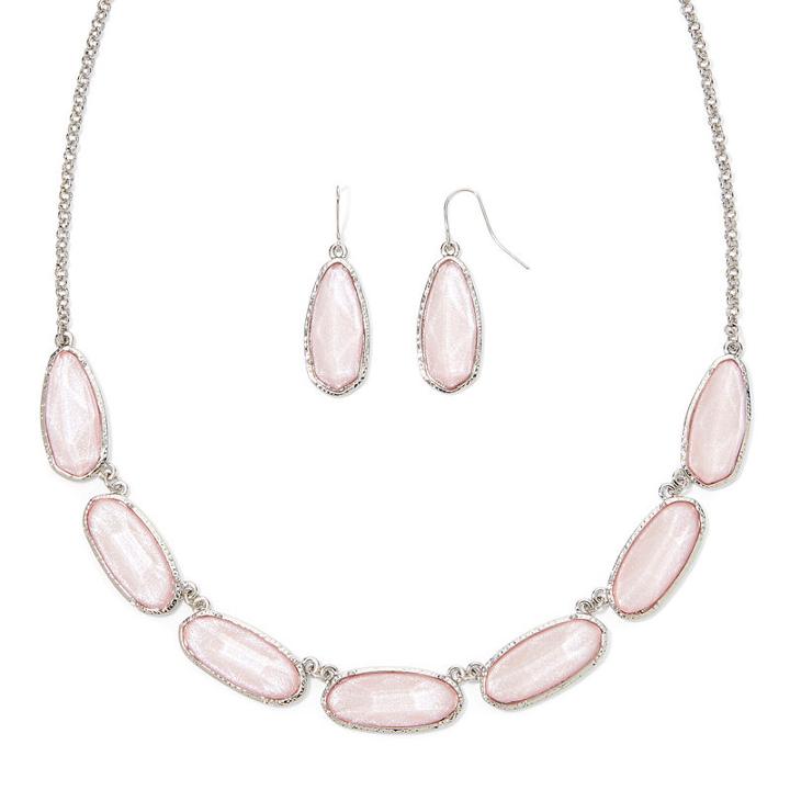 Mixit&trade; Pink Silver-tone Collar Necklace And Earring Set