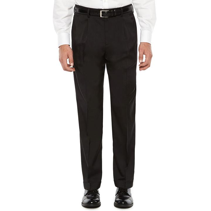 Savane Crosshatch Stretch Straight Fit Pleated Pants - Men's