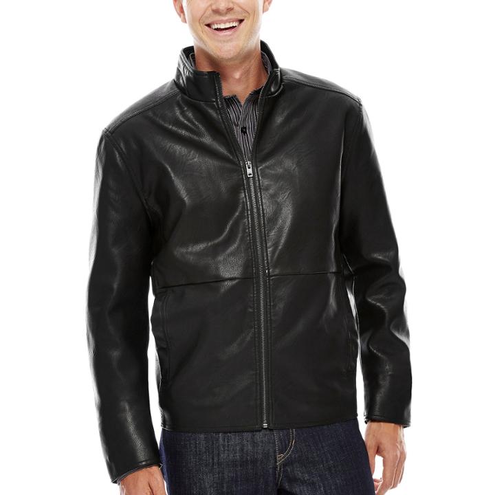 Claiborne 2-pocket Faux-leather Trucker Jacket
