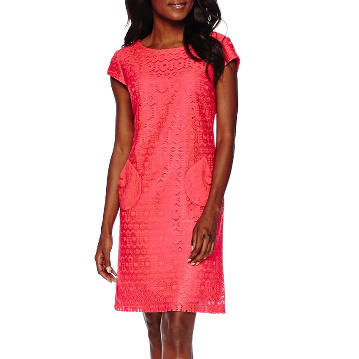 R & K Originals Cap-sleeve Lace Shift Dress
