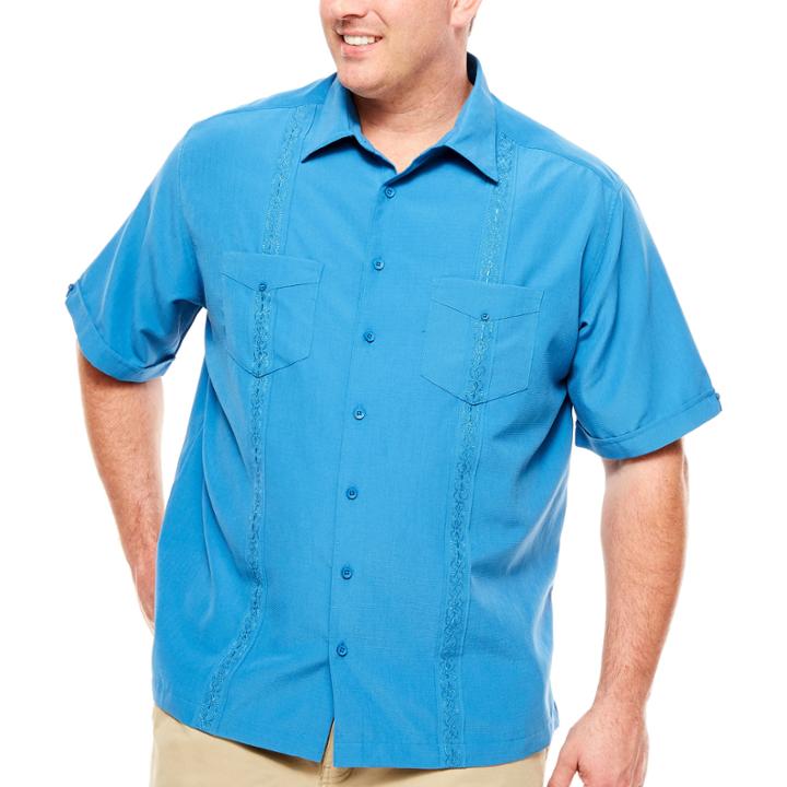 Havanera Short Sleeve Panel Button-front Shirt-big And Tall